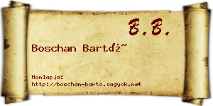 Boschan Bartó névjegykártya